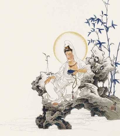 李唐 观音 镜心